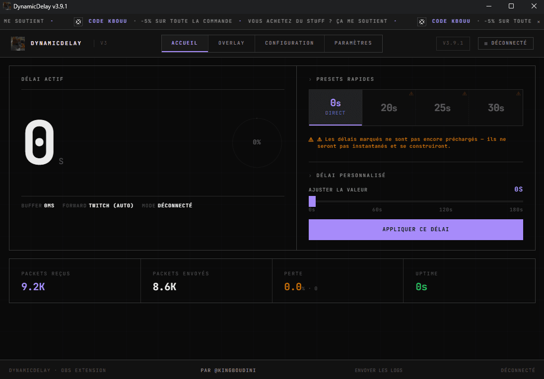 Apercu de l'application DynamicDelay